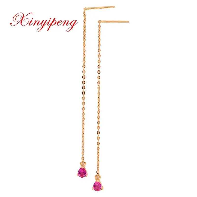Xin yi peng Изящные Ювелирные изделия real 18k розовое золото 100% Природный розовый сапфир