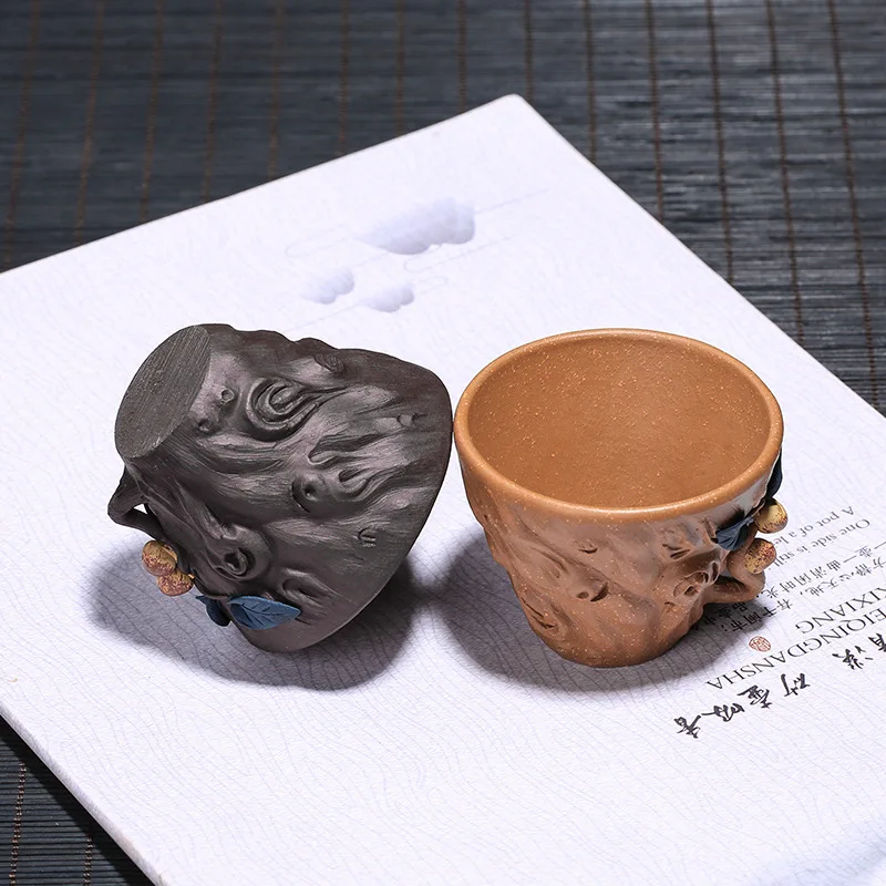 Sand Teaware маленькая чашка сырой руды фиолетовый песок персиковая с листом мастер