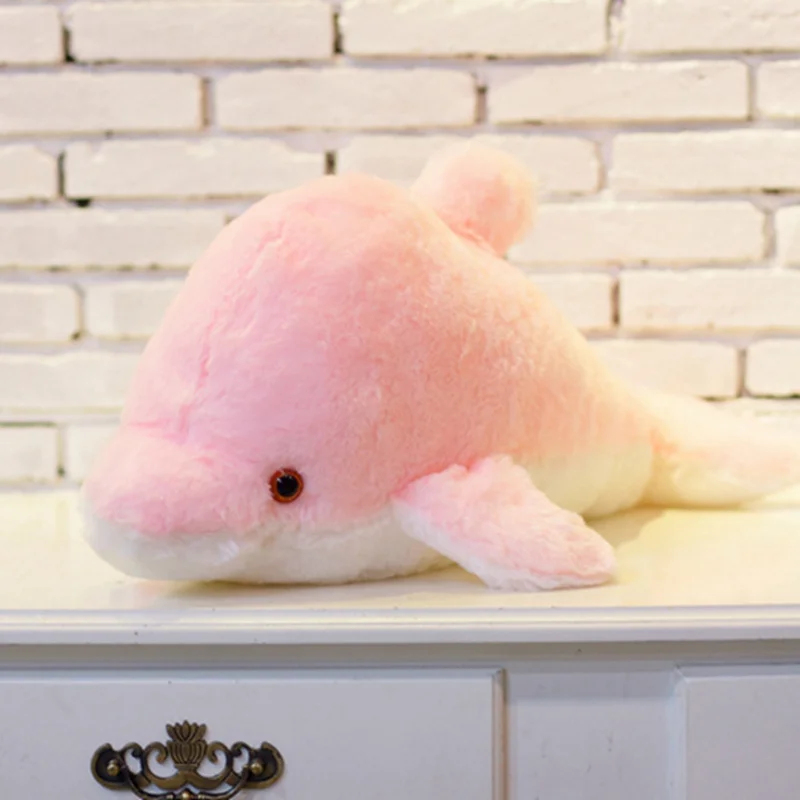 pink-45cm 1 шт. 45/70 см творческий световой плюшевые Дельфин Кукла светящийся светодиодный осветительный прибор плюшевые игрушки красочные кукольные подушки для детей детский подарок - Цвет: pink-45cm