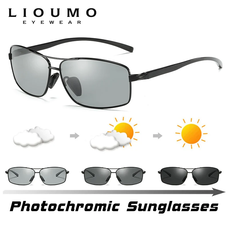 LIOUMO Top Photochromic Sunglasses Men Women Polarized Chameleon Glasses Driving Goggles Anti-glare Sun Glasses zonnebril heren