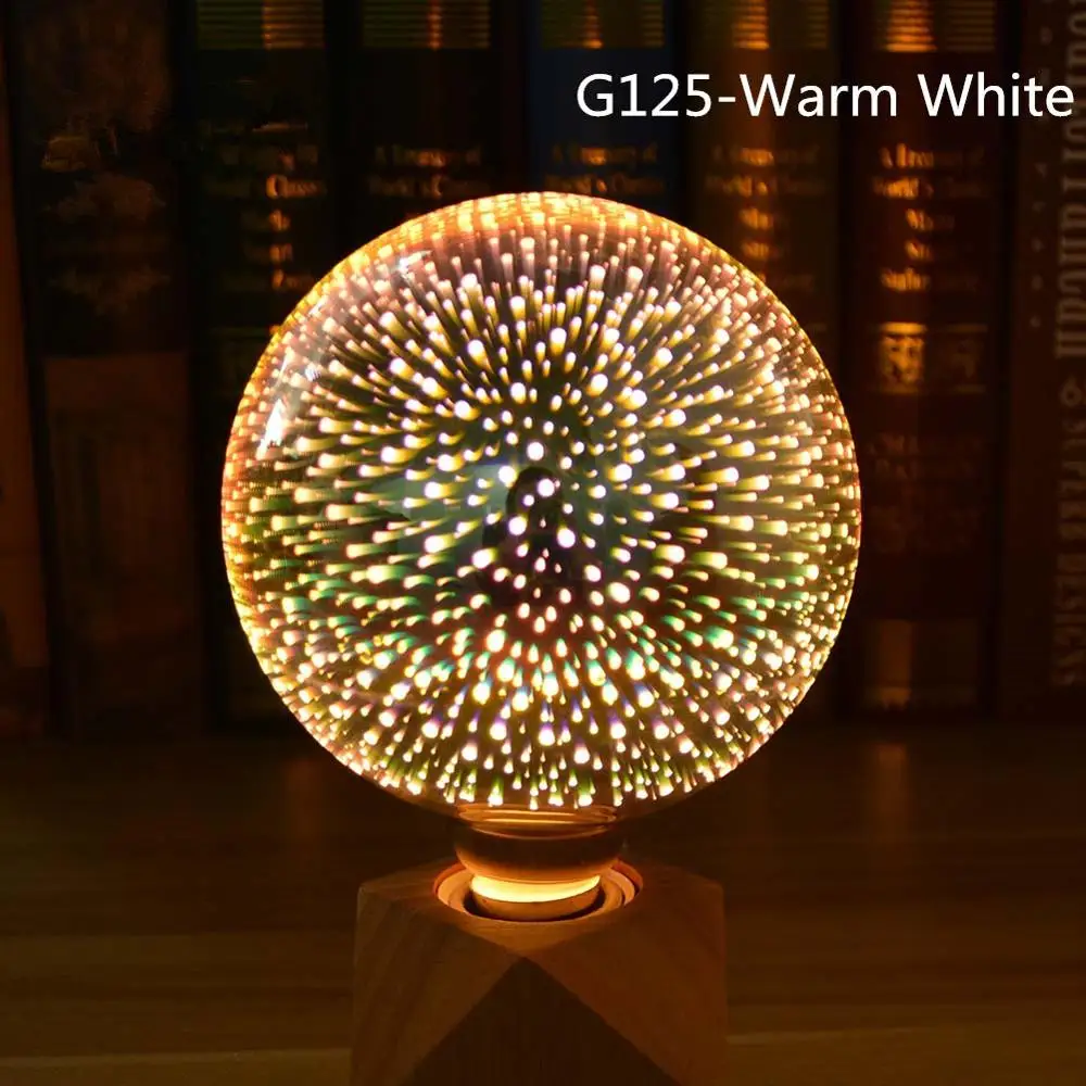 G125-Warm White E27 3D украшения Фейерверк лампы накаливания Винтаж Edison ЛАМПЫ Новинка Рождественская светодиодная лампочка накаливания свет 110 V 220 V - Цвет: G125-Warm White