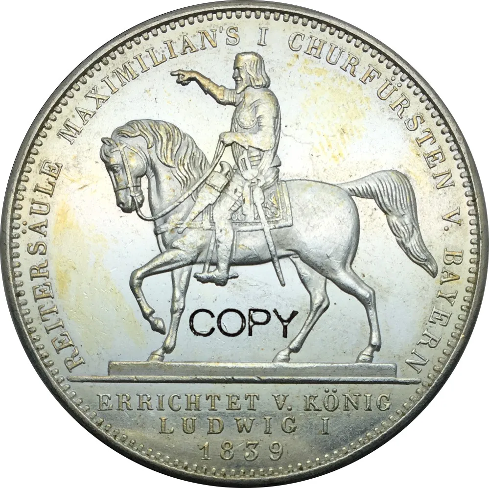 Немецкий 2 thaler 3 1/2 гульден лудвиг I Максимилиан 1839 Латунное серебро копия монеты