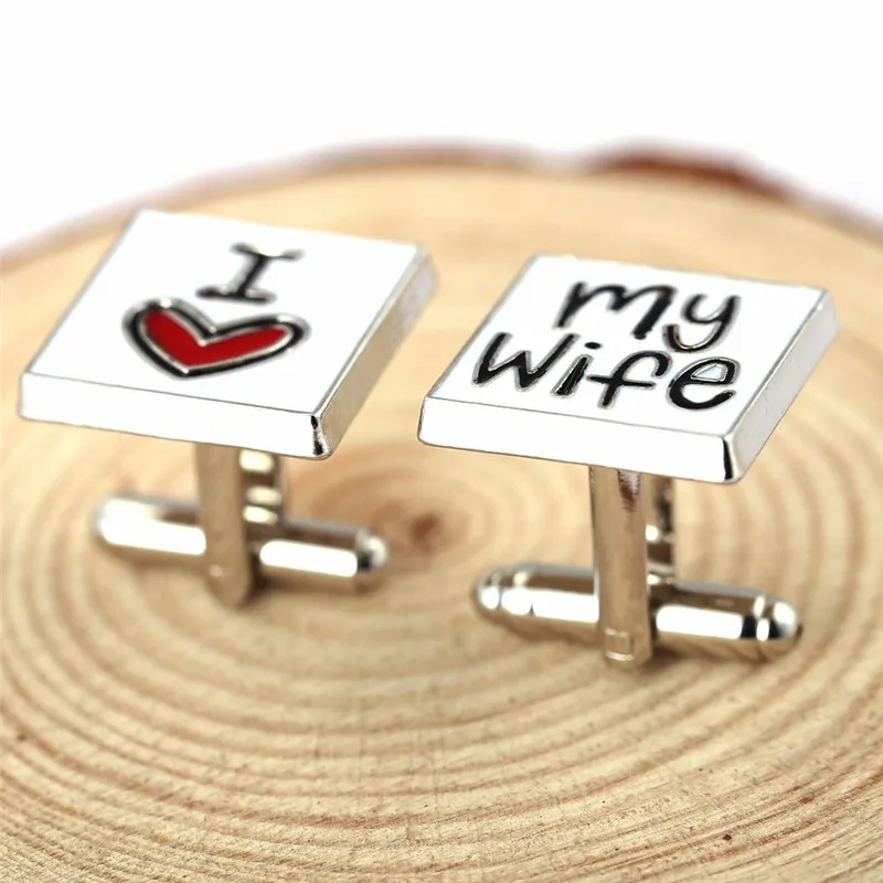 

J Store 12pairs/lot New Fashion Cufflink I Love My Wife Design Good Husband Cuff Link Men Shirt Charm Metal Cufflinks