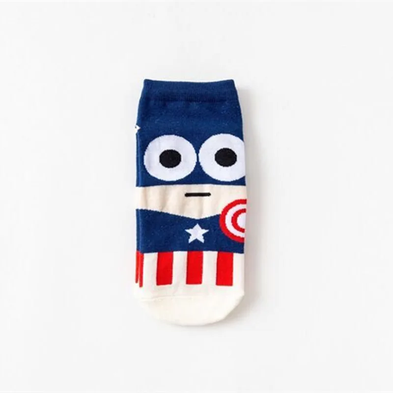 Captain America Взрослых Супер Герои лодка носок Bruce Lee Супермена хлопковые носки с рисунком Happy Sock Для мужчин Для женщин рождественские подарки Мстители Сокс - Цвет: Captain America