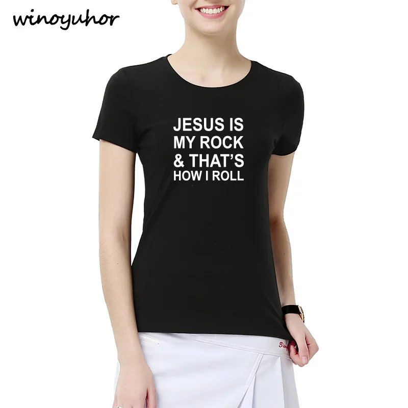 Футболка с надписью Jesus Is My Rock And That's How I Roll летняя футболка коротким рукавом для