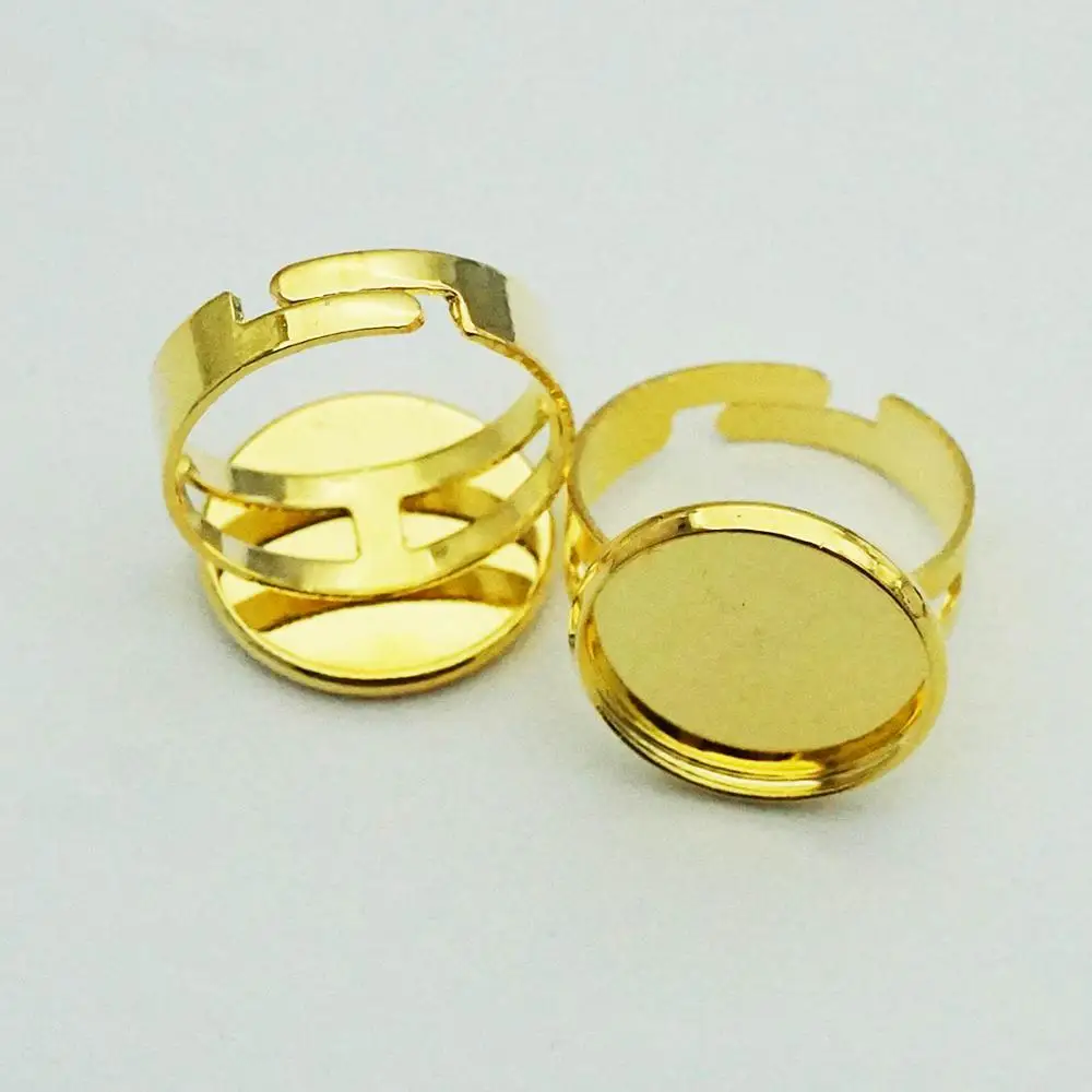 gold 10 шт./лот 12/16/20 мм, покрыто золотом, серебром, регулируемое кольцо настройки Пустой Базы Стекло кабошоны кольцо обрамление "сделай сам" для изготовления ювелирных изделий - Цвет: gold