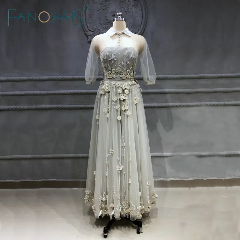 2019 вышитые платья для выпускного вечера, платья для вечевечерние, элегантные платья для торжества, голубое платье для торжества, длинная Ма...