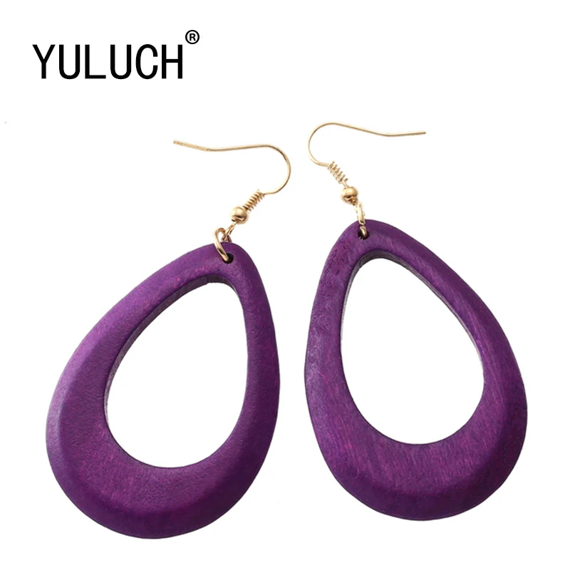 Серьги YULUCH женские, 4 цвета, с отверстиями, деревянные украшения, подарок на День Св. Валентина, 2018 Серьги YULUCH женские, 4 цвета, с отверстиями, деревянные украшения, подарок на День Св. Валентина, 2018