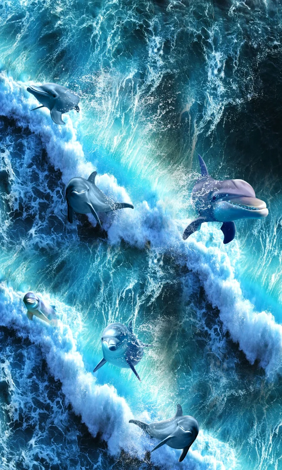 

Custom Wave dolphin Curtains for living room Bedroom Window Curtain Decoration European 3D Curtains