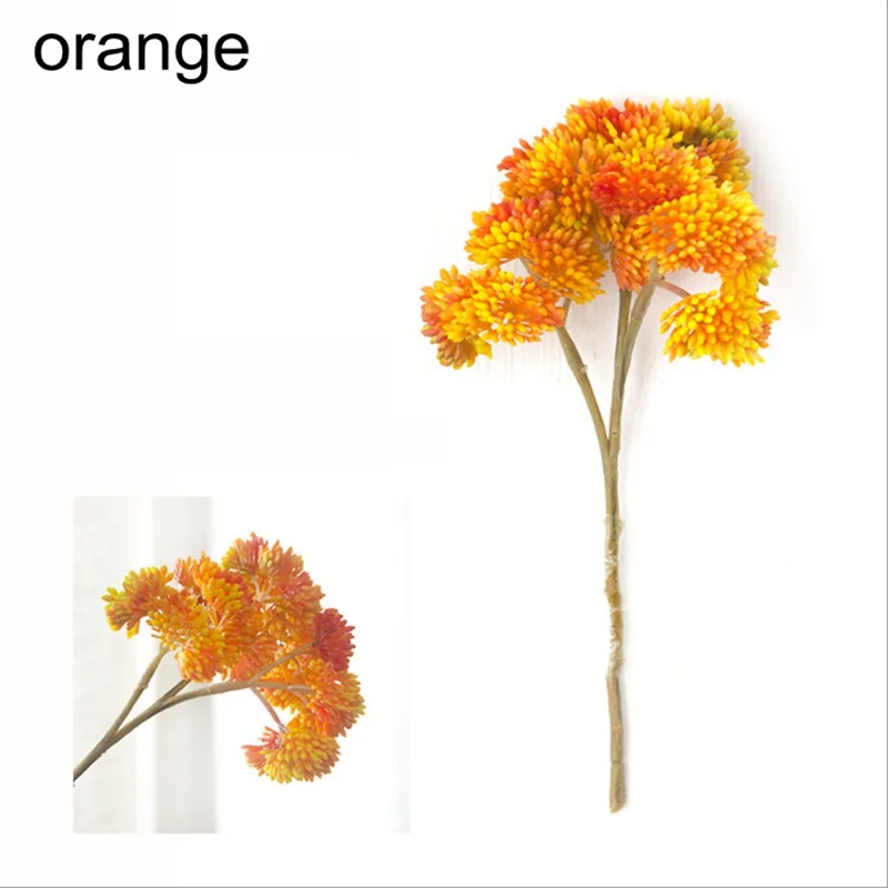 Orange 5 бутонов, пластиковые искусственные суккулентные цветы, букет, свадебные, домашние, вечерние, для украшения стола, Поддельные Дешевые растения в горшках - Цвет: Orange