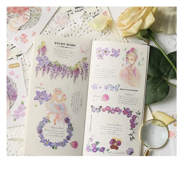 Цветы и Трава серии Bullet Journal декоративные наклейки Набор Скрапбукинг DIY дневник альбом палка этикетка японские канцелярские принадлежности
