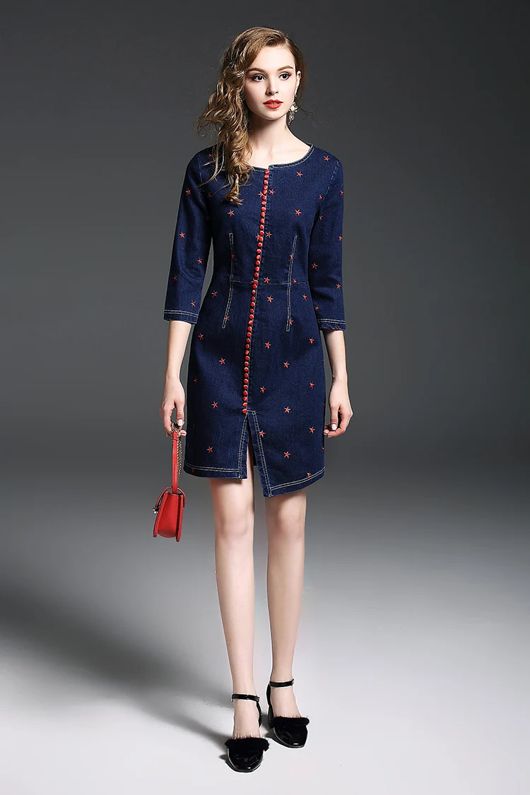 2017 весеннее и осеннее женское джинсовое платье Ковбойское облегающее