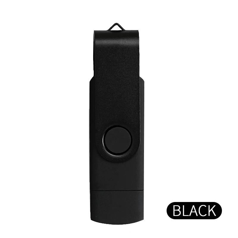 Флеш-накопитель OTG USB, 4 ГБ/8 ГБ/16 ГБ/32 ГБ/64 ГБ, флеш-накопитель на базе android, флеш-накопитель для смартфонов, планшетов, u-диск, печать логотипа - Цвет: Черный