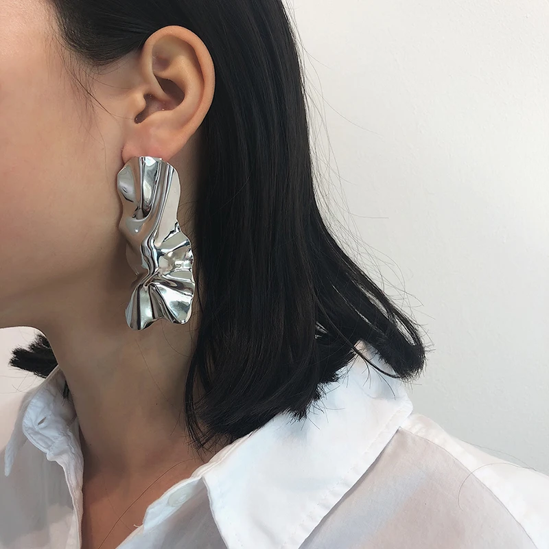 Earrings for Women Gold Silver Irregular Zinc Alloy Metal Long Dangle Aretes De Mujer Modernos 2018 | Украшения и аксессуары