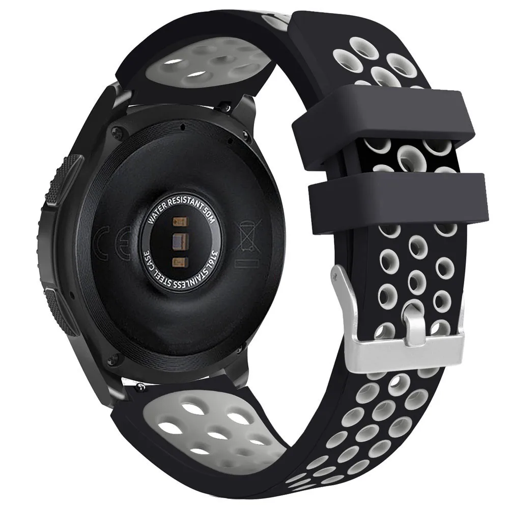 Double Color Sports Silicone Bracelet Strap Band For Samsung Galaxy Watch 46mm | Наручные часы