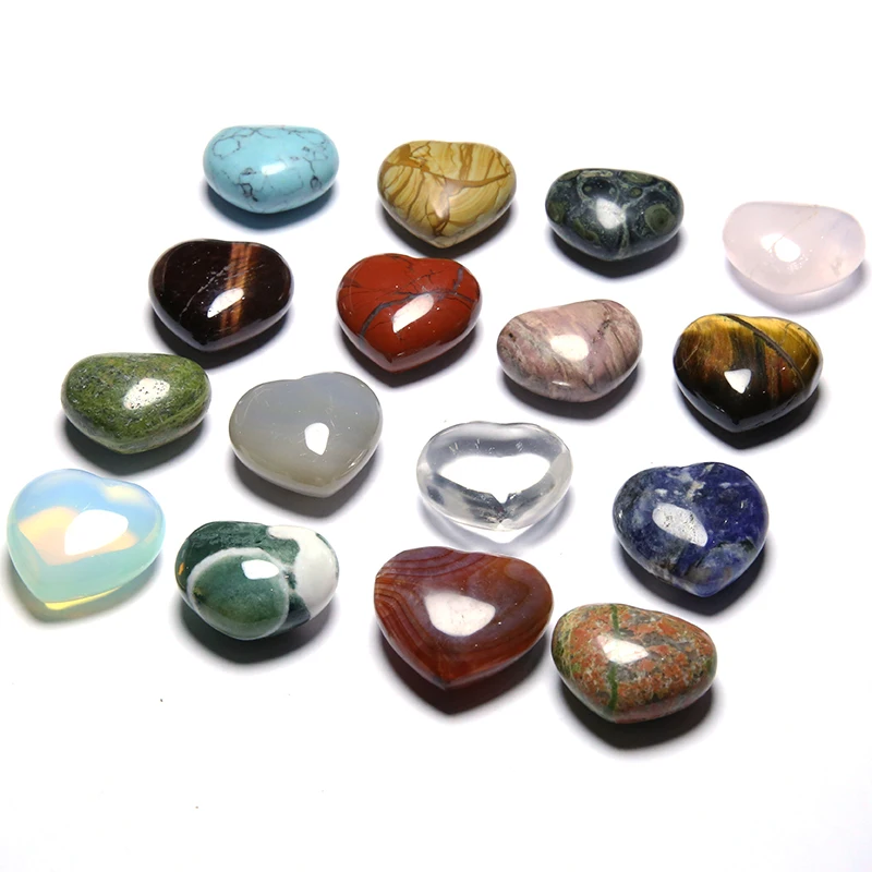 Природный энергетический камень красочные в форме сердца рейки целебные розовые