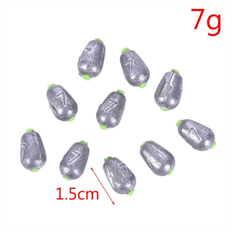 7g 10 шт., размер: 4/5/7/10g свинцовый груз рыболовный грузик из свинца пресс-форм в форме оливы среднего пройти съемный Разделение включения свинца грузила снасти Наборы - Цвет: 7g