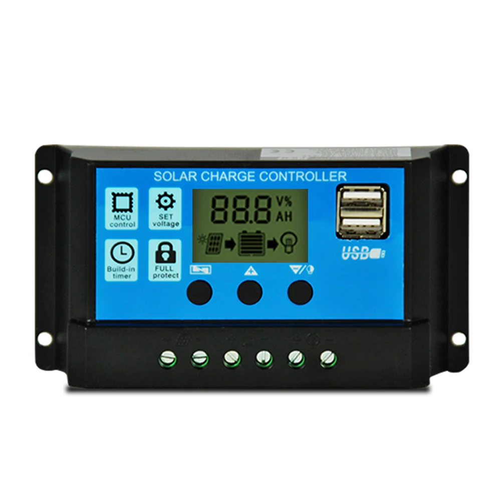 

40A/30A/20A/10A 12V 24V Auto Solar Charge Controller PWM Dual USB 5V Output Solar Cell Panel Regulator PV Regulator with Load