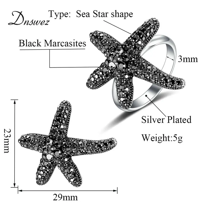 Dnswez бренд Starfish растягивающиеся кольца Горячая Распродажа брендовый серебряный