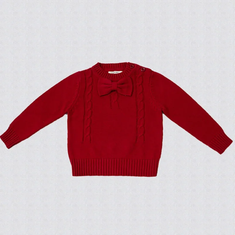 Winter Autumn Children Bow Sweater Warm Girls Sweaters Kids Knitted Pullovers Clothes Infantis Solid Clothing | Детская одежда и