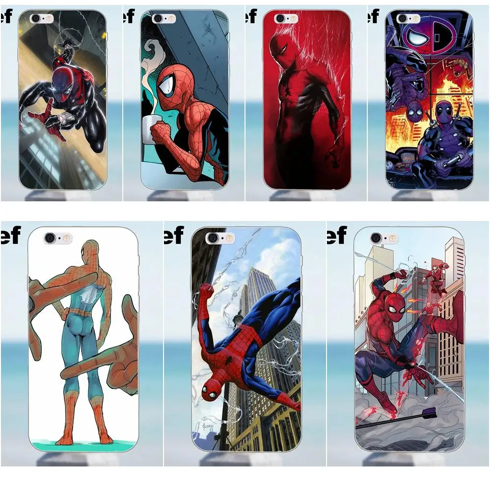 Юмористический Человек паук Дэдпул для iPhone X 4 4S 5 5S 5C SE 6 6S 7 8 Plus Samsung Galaxy A3 A5 J1 J3 J5 J7 2016