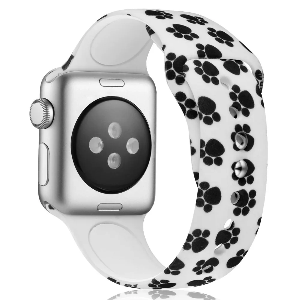 Ленты с цветами для Apple Watch 38 мм 40 мм 42 мм 44 мм, леопардовые силиконовые Печатные Сменные браслеты для iWatch серии 5 4 3 2