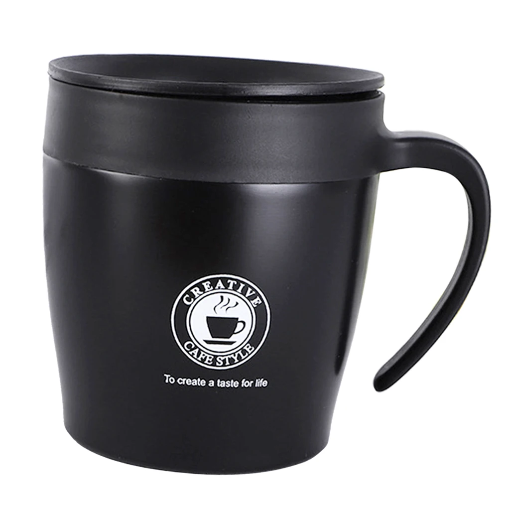 Дорожная кружка из нержавеющей стали водяные кофейные чашки с ручкой и крышкой 300