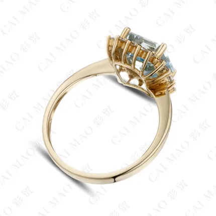 CaiMao 2,10 ct Натуральный аквамарин 18KT/750 желтое золото 0,38 ct полный разрез Алмазный обручальное кольцо ювелирные изделия драгоценный камень