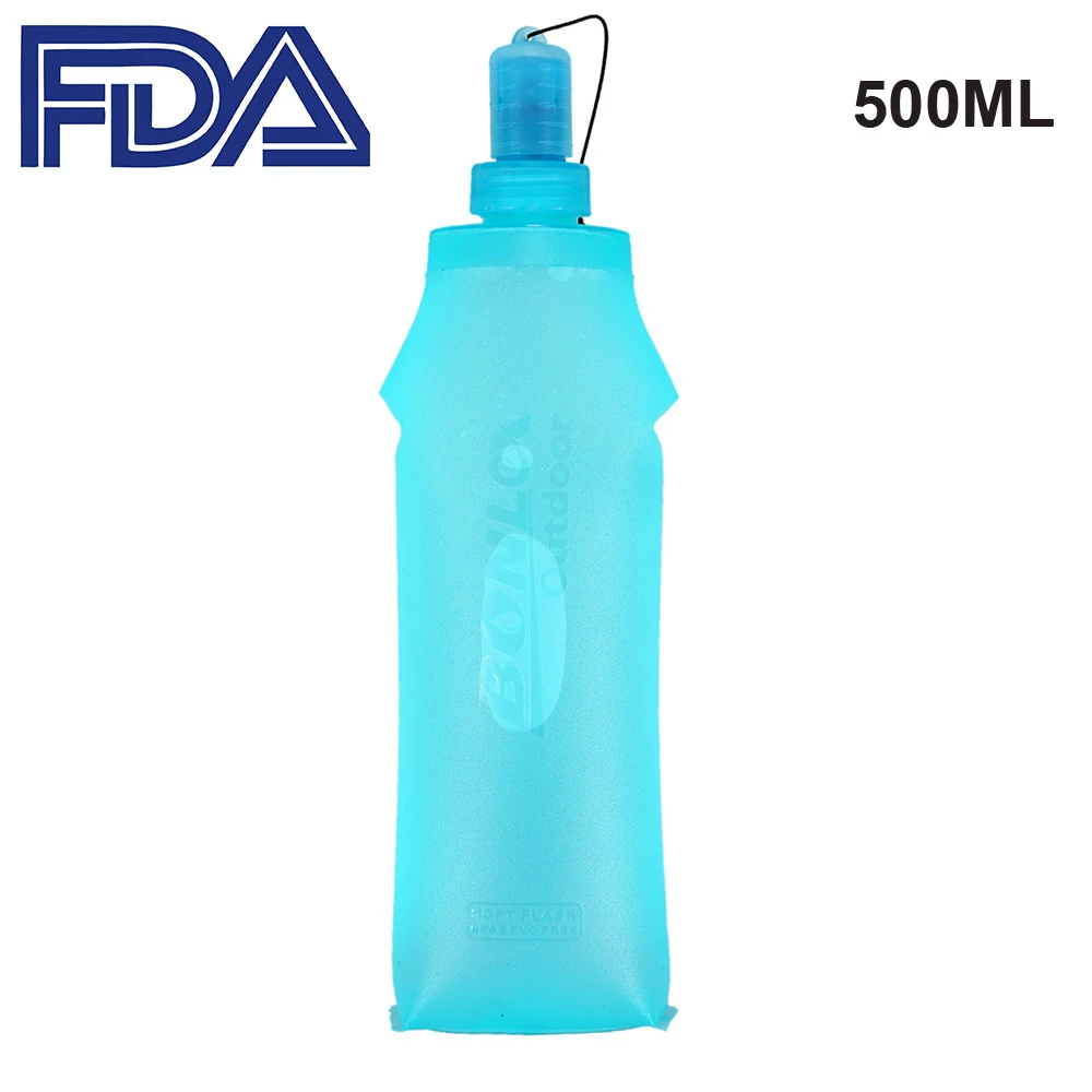 Blue 500ml ТПУ Складная мягкая фляжка Спортивная бутылка для воды Беговая походная сумка для воды складная бутылка для воды сумка для воды - Цвет: Blue 500ml