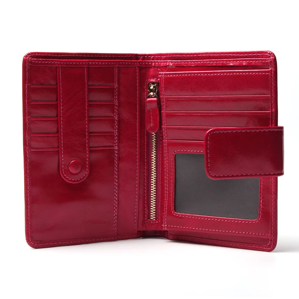 Из натуральной кожи женщин короткий старинные бумажник паспорт пакет масло воск