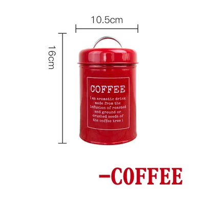 Red COFEE Кухонная герметичная железная коробка для чая, кофе, сахара, банки для хранения, Скандинавия, конфеты, круглая металлическая герметичная банка, контейнер для сухого молока, бутылка - Цвет: Red COFEE