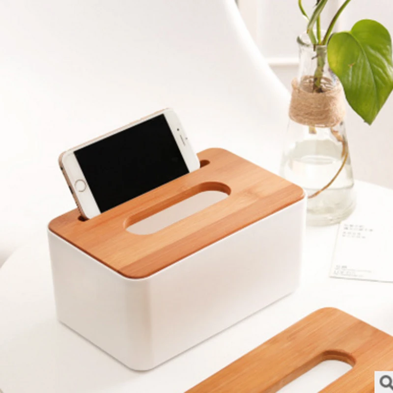 Tissue box paper desktop storage creative car home bottom bamboo and wooden towel | Дом и сад