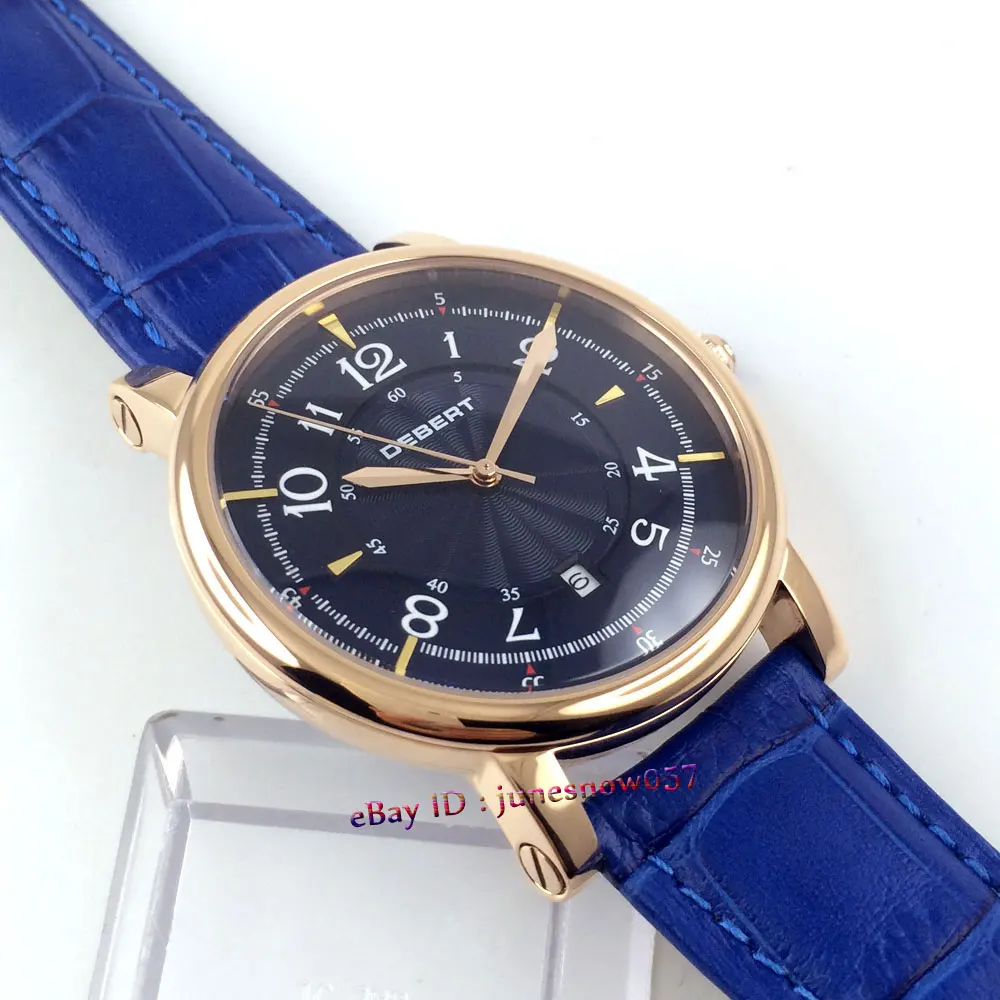 Роскошные Дизайнерские мужские часы с синим циферблатом 43 мм и золотым 5ATM MIYOTA 8215 |