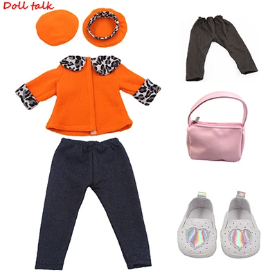 Style 6 Модные 1 комплект одежды для куклы, Топы+ штаны+ головной убор+ сумка+ обувь для 18 ''дюйма американская кукла девочка ручной работы Diy одинаковый наряд - Цвет: Style 6
