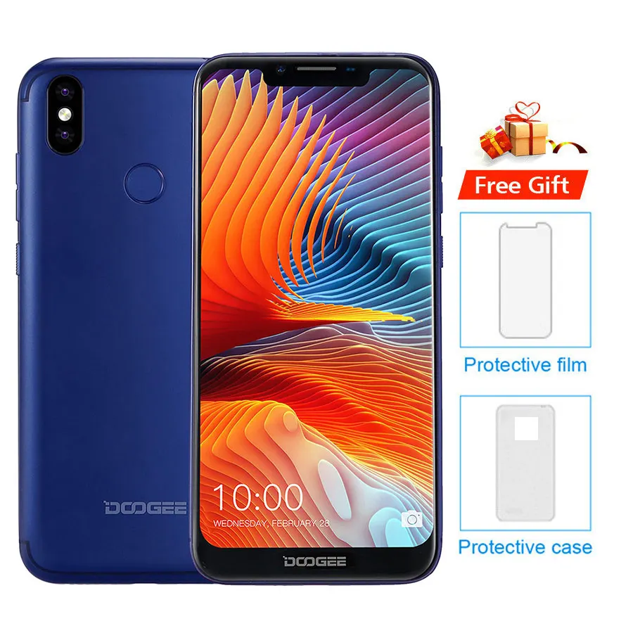 Blue DOOGEE BL5500 Lite u-образная Android 8,1 6,1" MTK6739 четырехъядерный 2 Гб ОЗУ 16 Гб ПЗУ 5500 мАч две sim-карты 13 МП отпечаток пальца мобильный телефон - Цвет: Blue