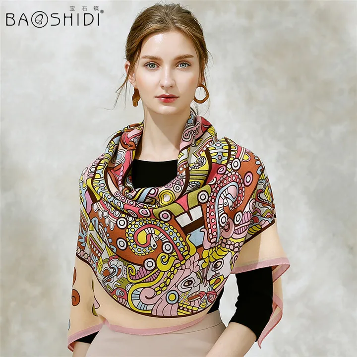 [BAOSHIDI], модный бренд, шерсть, зимние шарфы для женщин, теплые, мягкие, элегантные, дамские, квадратный, бесконечный платок, роскошный подарок для женщин - Цвет: 2111170332