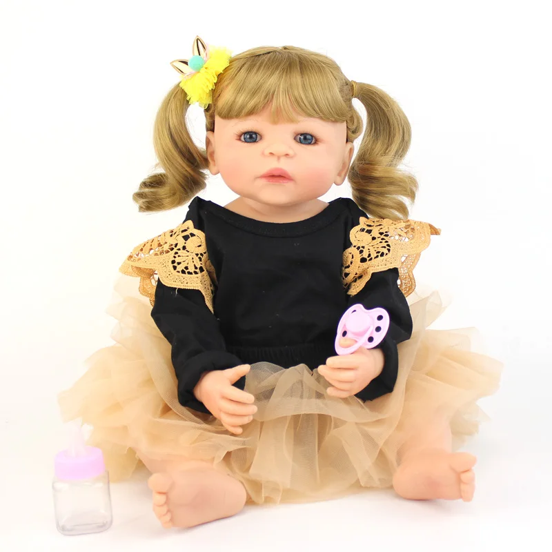 55 см силиконовая кукла для новорожденных игрушка девочек Boneca виниловая блонд