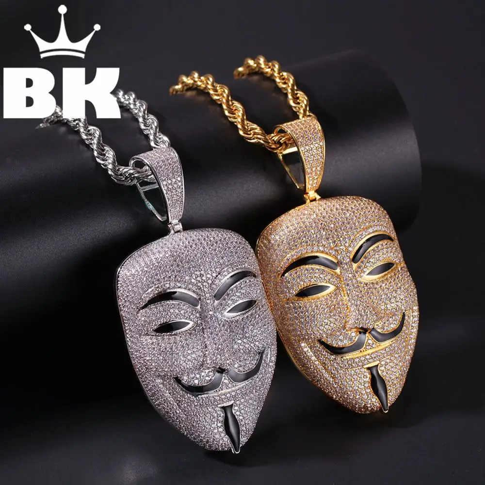Цепочка с V образной маской в стиле хип хоп фианитом|Ожерелья подвеской| |