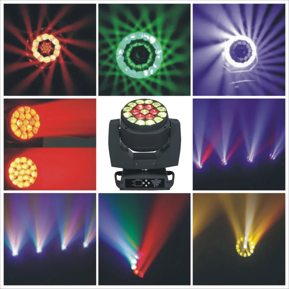 6pcs Zoom 19*15W RGBW 4IN1 Big Bee Eye Led Moving Head Light/Stage Event DMX512 Wedding Wash Beam moving head DJ disco light | Лампы и