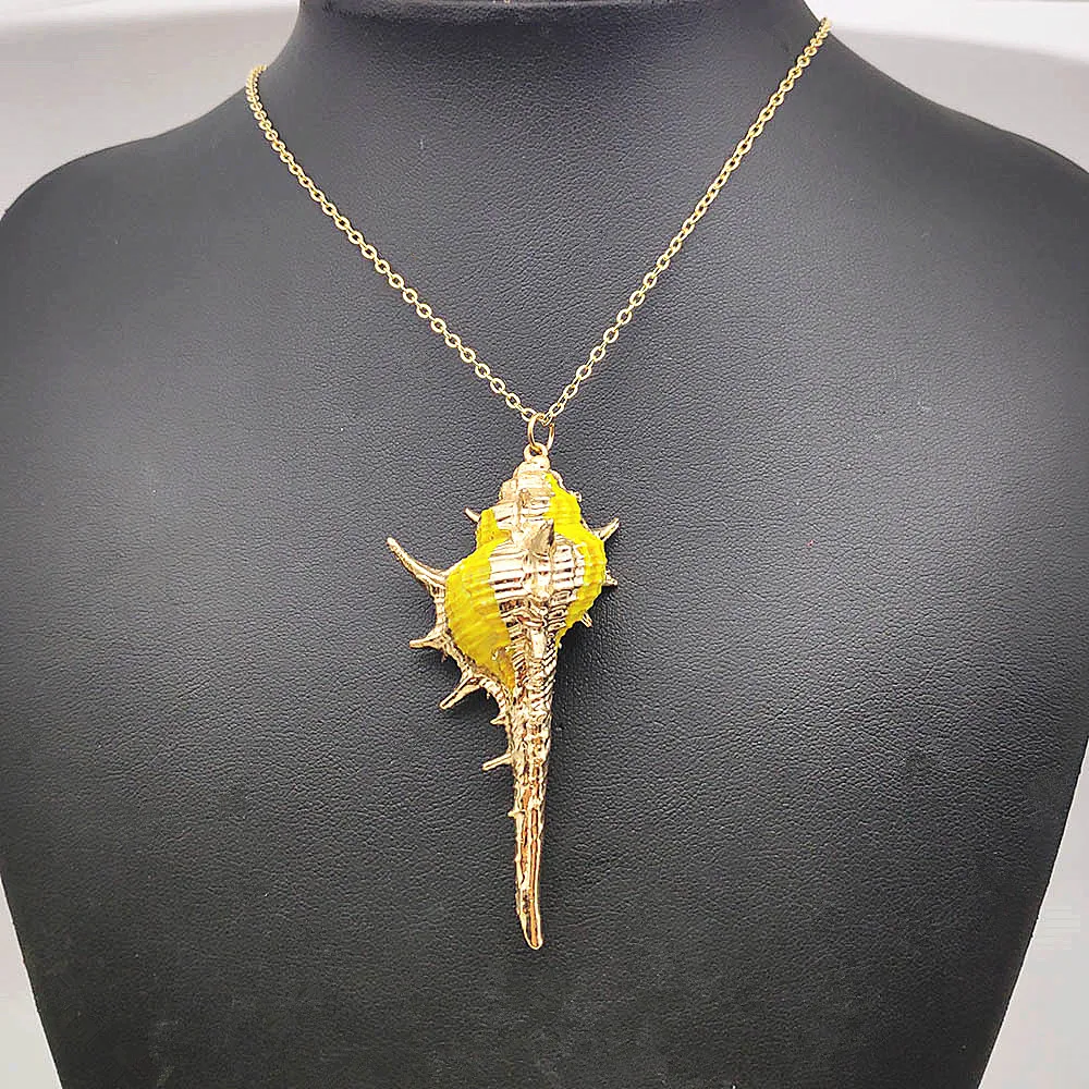 Пляжный отдых стиль ракушка подвесное ожерелье в богемном стиле золотая цепочка