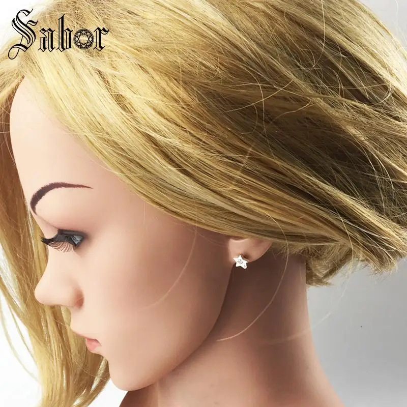 Серьги гвоздики со звездами модные ювелирные изделия в виде неба стразы