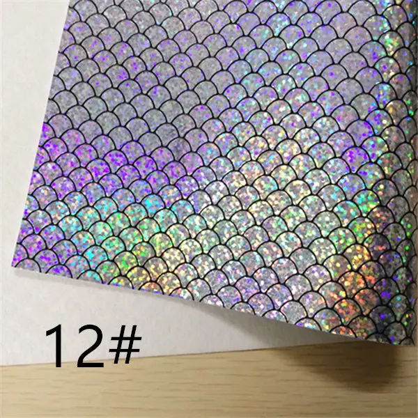 12 1шт/7,6*12 дюймов синтетическая рыбья чешуя кожаная ткань для DIY аксессуаров - Цвет: 12