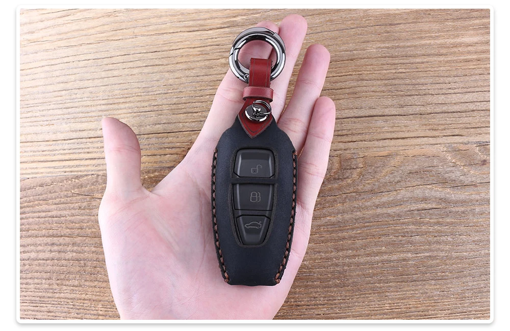 Чехол KEYYOU из натуральной кожи для автомобильного ключа с умным дистанционным управлением для Ford Fiesta Focus 3 4 MK3 MK4 Mondeo Ecosport Kuga Focus ST