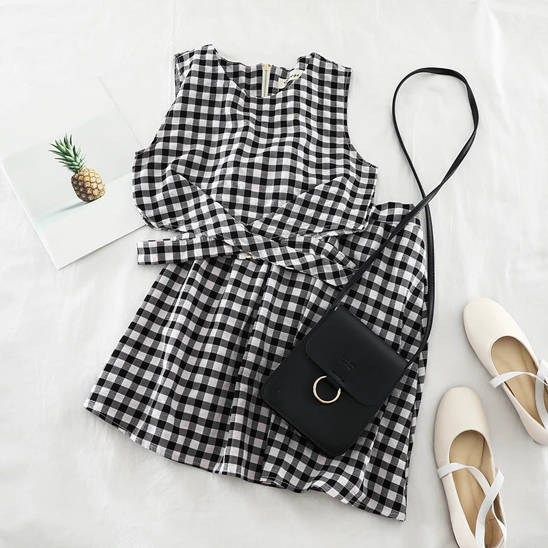 2019 новые модные женские комплект из двух предметов свежий и сладкий жилет Крест