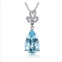 everoyal fashion 925 silver necklace for girls accessories female luxury crystal blue stone pendant necklace for women jewelry
