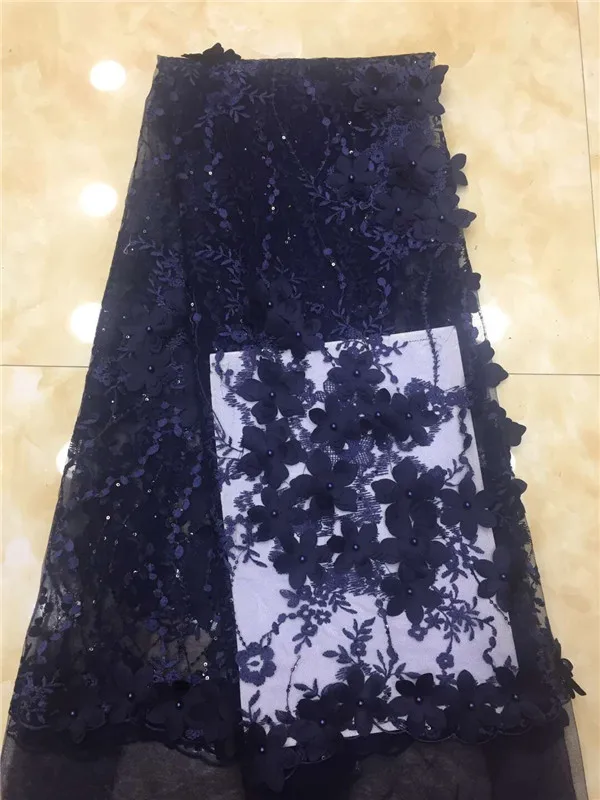 2019 Latest African French 3d Lace Fabric High Quality Tulle with beadsgold wedding lace fabric beaded Beige | Дом и сад