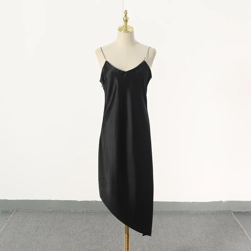 Женское асимметричное платье LIVIVIO черное Клубное на молнии с открытой спиной без