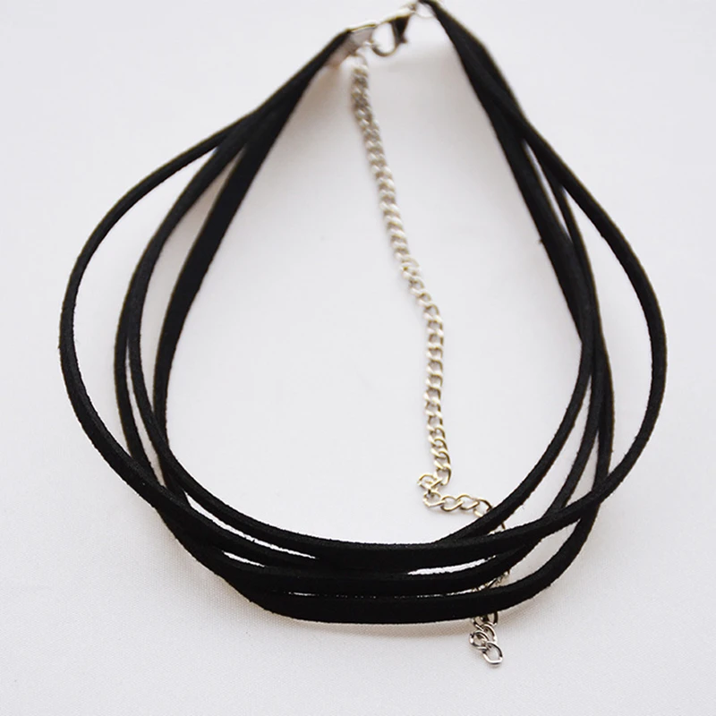 Ожерелье из черной замши многослойное кожаное бархатное ожерелье ювелирные