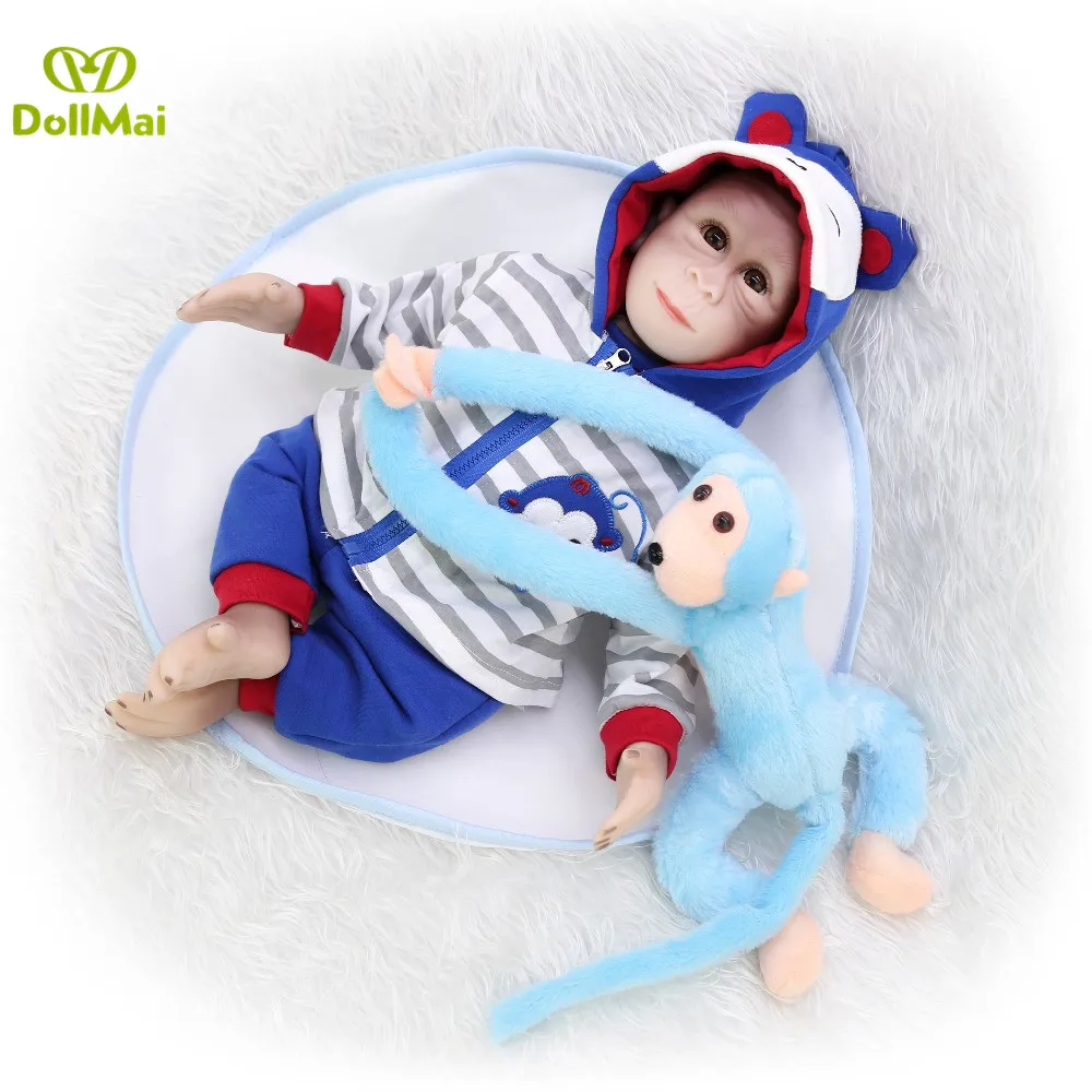 Детские куклы игрушки реалистичные обезьяны Реборн ткань тело силикон 46 см