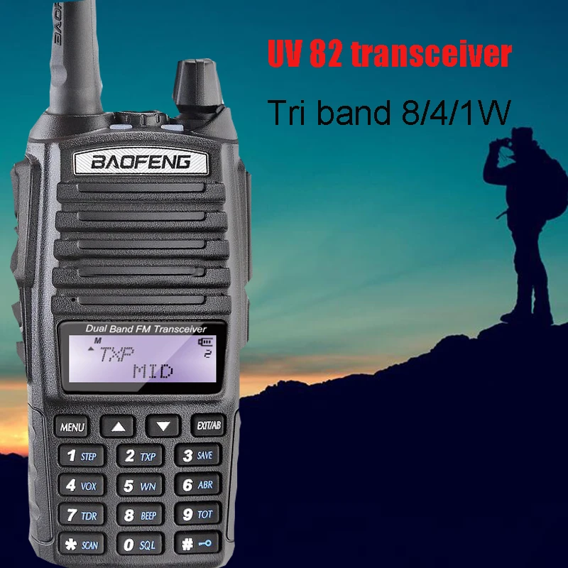 8 Вт Tri power UV 82 портативная рация VHF 130 179 МГц/UHF 400 520 МГц Высокая средняя низкая